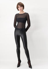 Leggings in Eco Pelle Elasticizzata effetto Termico Must Plus - Nero - Black | Oroblù