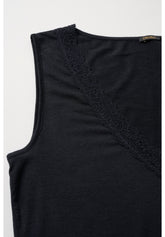 Top con Pizzo in Modal e Cashmere Perfect Line Cashmere Lace - Nero - Black | Oroblù