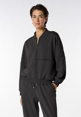 Felpa in Tessuto Tecnico Viscosa con Zip e Inserti Lucidi Boarding Pass - Antracite - Anthracite | Oroblù