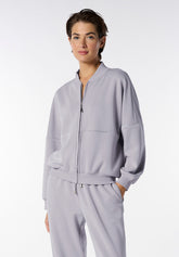 Felpa in Tessuto Tecnico Viscosa con Zip e Inserti Lucidi Boarding Pass - Grigio - Moon | Oroblù