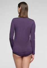 Long-Sleeve High-Neck Cotton and Modal Top Perfect Line Cotton - Violet - Violet 25 | Oroblù