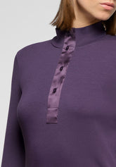 Long-Sleeve High-Neck Cotton and Modal Top Perfect Line Cotton - Violet - Violet 25 | Oroblù