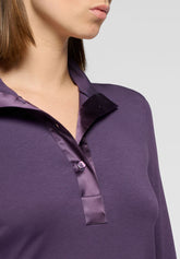 Long-Sleeve High-Neck Cotton and Modal Top Perfect Line Cotton - Violet - Violet 25 | Oroblù