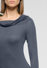 Maglia Scollo Drappeggiato Manica Lunga in Modal e Cashmere Perfect Line Cashmere - Metal - Metal 2 | Oroblù