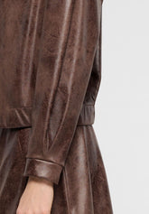 Kurze Jacke aus Kunstleder im Vintage-Look Ecoleather - Dunkelbraun - Dark brown | Oroblù