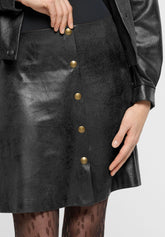 Minigonna in ecopelle effetto Vintage Ecoleather - Nero - Black | Oroblù
