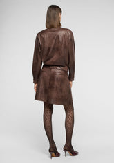 Minigonna in ecopelle effetto Vintage Ecoleather - Marrone Scuro - Dark brown | Oroblù