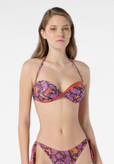 Reggiseno a Fascia Imbottito Costume Lurex Python - Purple - Purple | Oroblù