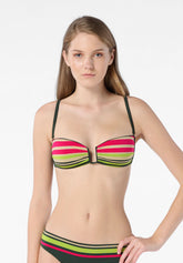 Padded Bandeau Bikini Top Golden Stripes - Forest Green - Forest | Oroblù