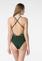 Padded One-Piece Swimsuit Golden Stripes - Forest Green - Forest | Oroblù