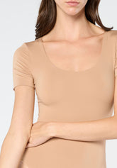 Kurzarm Body aus elastischer Eco-Mikrofaser Skinwear - Nude - Skin | Oroblù