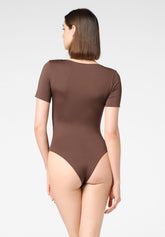 Body Maniche Corte in Eco-Microfibra Elasticizzata Skinwear - Marrone Scuro - Dark brown | Oroblù