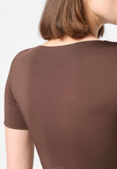 Body Maniche Corte in Eco-Microfibra Elasticizzata Skinwear - Marrone Scuro - Dark brown | Oroblù