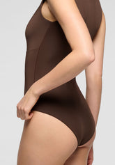 Ärmelloser Body aus elastischer Mikrofaser Skinwear - Dunkelbraun - Dark brown | Oroblù