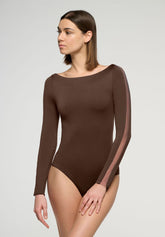 Langarm-Body aus elastischer Mikrofaser Skinwear - Dunkelbraun - Dark brown | Oroblù
