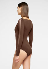 Langarm-Body aus elastischer Mikrofaser Skinwear - Dunkelbraun - Dark brown | Oroblù
