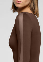 Langarm-Body aus elastischer Mikrofaser Skinwear - Dunkelbraun - Dark brown | Oroblù