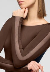 Langarm-Body aus elastischer Mikrofaser Skinwear - Dunkelbraun - Dark brown | Oroblù