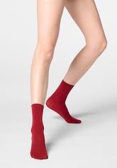 Modal and Cashmere Short Socks Cheryl - Intense Red - Deep red | Oroblù