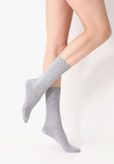 Wool and Cashmere Sock Gwen - Grey Melange - Grey melange | Oroblù