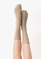 Wool and Cashmere Sock Gwen - Beige Melange - Beige melange | Oroblù