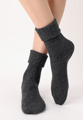 Calzino in Lana e Cashmere Hilda - Nero Melange - Black melange | Oroblù