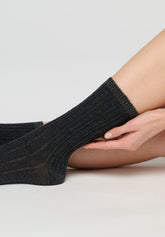 Wool and Cotton Socks Jasmine - Black Melange - Black melange | Oroblù