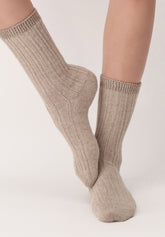 Wool and Cotton Socks Jasmine - Beige Melange - Beige melange | Oroblù