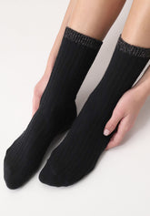 Wool and Cotton Socks Jasmine - Black - Black | Oroblù