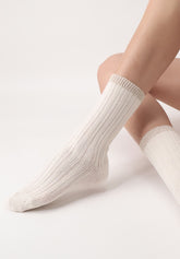 Chaussettes-en-Laine-et-Coton-Jasmine - Blanc Laine - Wool | Oroblù