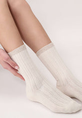 Chaussettes-en-Laine-et-Coton-Jasmine - Blanc Laine - Wool | Oroblù