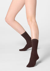 Wool and Cotton Socks Jasmine - Brown - Brown | Oroblù
