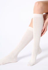 Gambaletto a Coste in Viscosa e Cashmere Light - Bianco - White | Oroblù