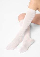 Gambaletto a Coste in Viscosa e Cashmere Light - Bianco - White | Oroblù