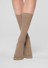 Calzino a Coste in Viscosa e Cashmere Light - Beige - Beige | Oroblù