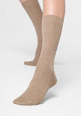 Calzino a Coste in Viscosa e Cashmere Light - Beige - Beige | Oroblù