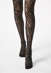 Collant semi Velato Motivo Animalier Savage 30 - Nero - Black/black | Oroblù