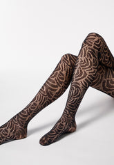 Collant a Rete con Motivo Fantasia Art Net - Nero - Black | Oroblù