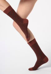 Calzino in Cotone e Alpaca Tweed - Cacao e Nero - Cacao/black | Oroblù