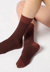 Calzino in Cotone e Alpaca Tweed - Cacao e Nero - Cacao/black | Oroblù