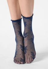 Sheer Socks Floral Lace Effect Pretty Lace 20 - Blue 11 - Blue 11 | Oroblù