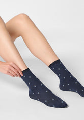 Blickdichte Socken mit Blumenmuster - Blau 11 - Blue 11 | Oroblù