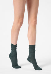 Calzino in Cotone e Lamè a Costine Diamonds Rib - Verde Foresta 2 - Forest 2 | Oroblù