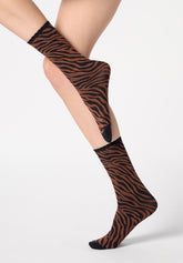 Opaque Socks Savage - Black and Cocoa - Black/cacao | Oroblù
