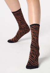 Opaque Socks Savage - Black and Cocoa - Black/cacao | Oroblù
