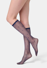 Micro Pattern Sheer Knee-Highs Graceful 20 - Navy Blue 5 - Marine 5 | Oroblù