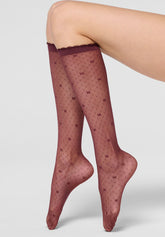 Micro Pattern Sheer Knee-Highs Graceful 20 - Bordeaux 11 - Bordeaux 11 | Oroblù