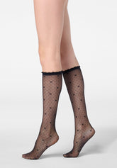 Micro Pattern Sheer Knee-Highs Graceful 20 - Black - Black | Oroblù