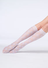 Lace-effect semi-sheer Knee-highs Lace Allure 30 - Lilac 12 - Lilac 12 | Oroblù