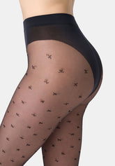 Collant transparent motif floral Floret 20 - Noir - Black | Oroblù